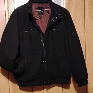 London Fog Men's Black Wool Blend Bomber Jacket